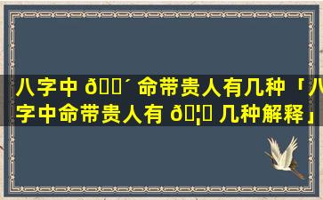 八字中 🌴 命带贵人有几种「八字中命带贵人有 🦅 几种解释」